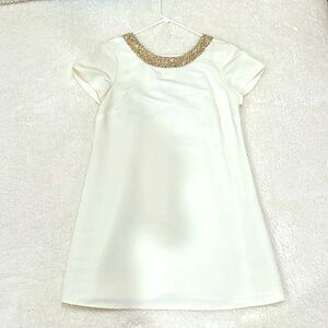 Elegant White Dress with Beaded Neckline